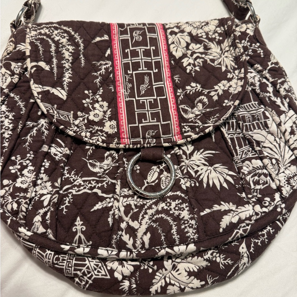 Vera Bradley Brown and White Patterned Quilted Shoulder Bag